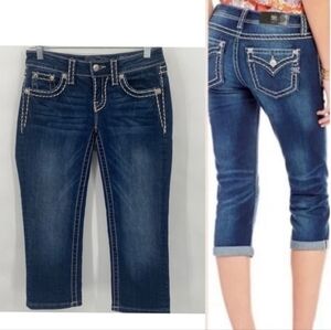 Miss Me Signature Capri Jeans Back Flap Pockets Low Rise Size 28